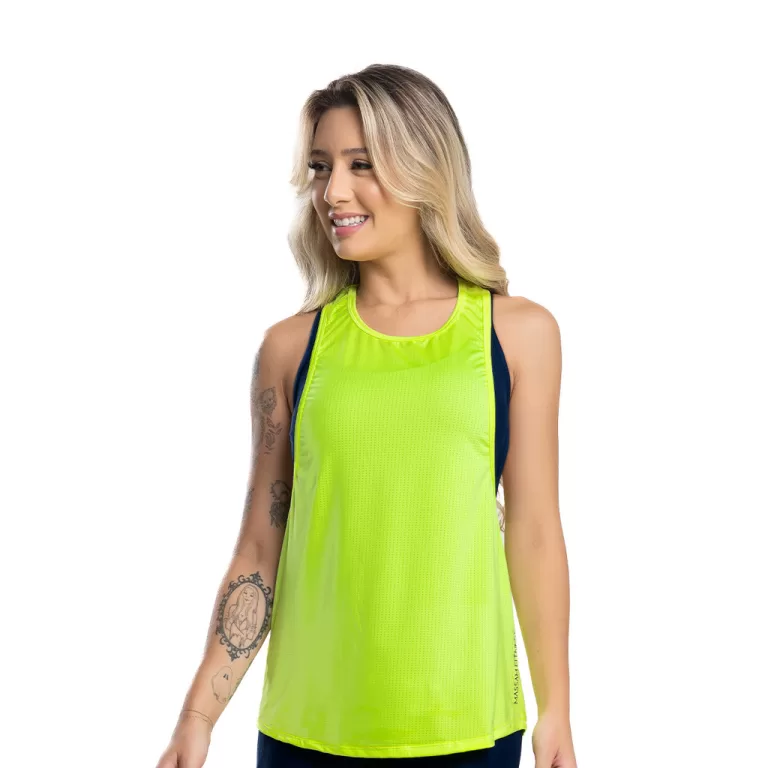 Regata Dry Fit Telinha Comprida Proteção UV Neon