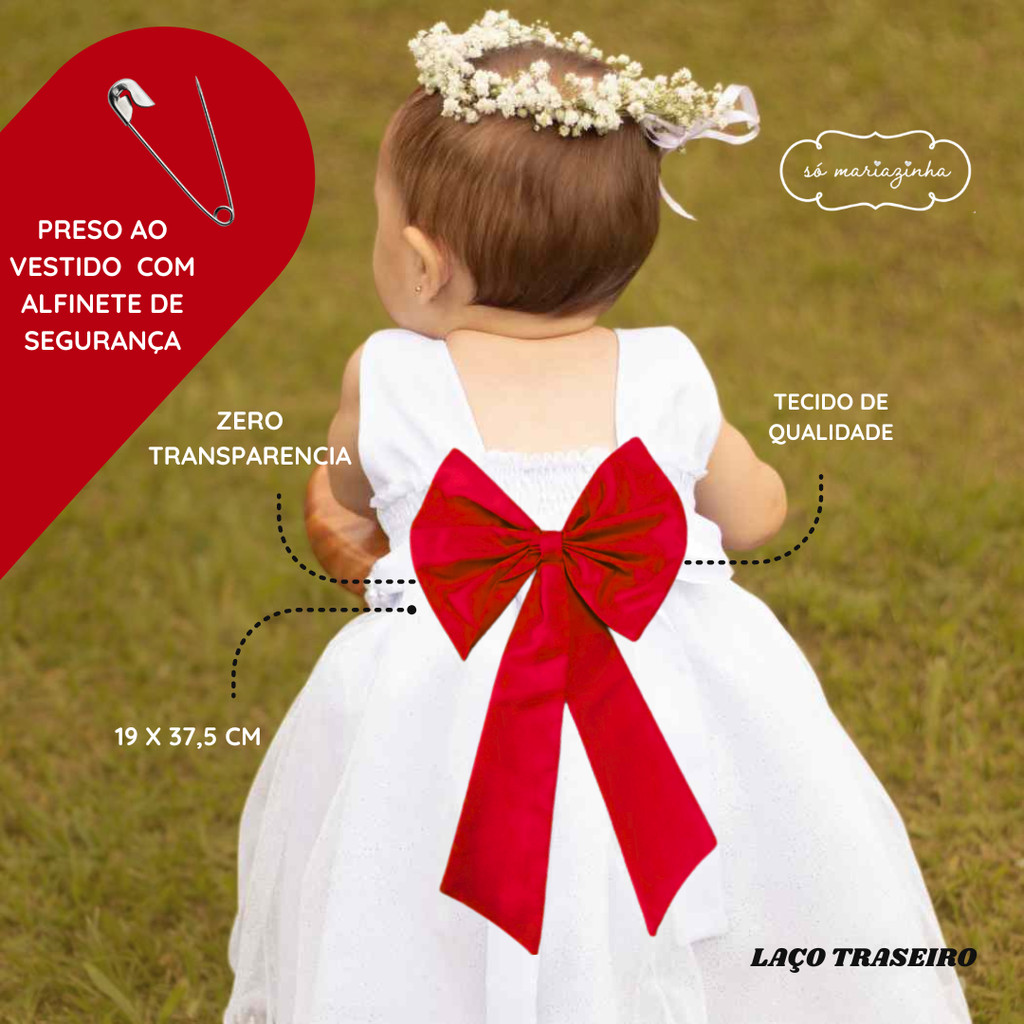 Laço VERMELHO Para Vestido Decoração Acessório De Vestido Festa Em Tafeta tamanho unico REF4205