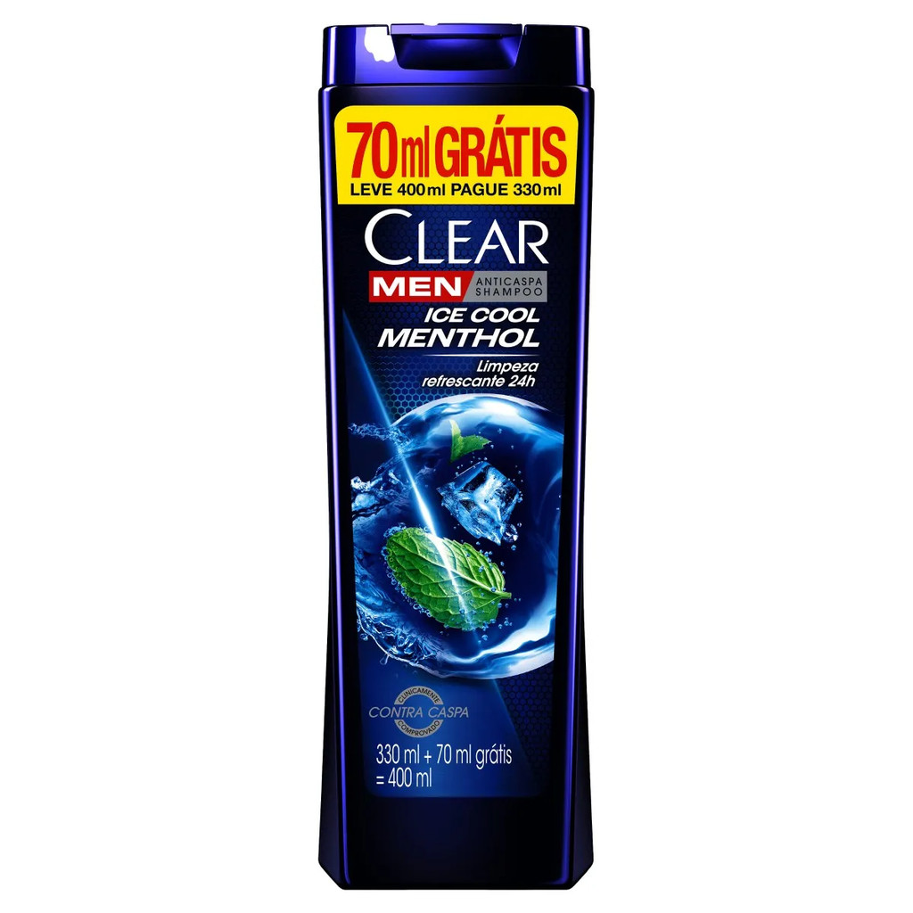 SHAMPOO ANTICASPA CLEAR MEN ICE COOL MENTHOL 400ML