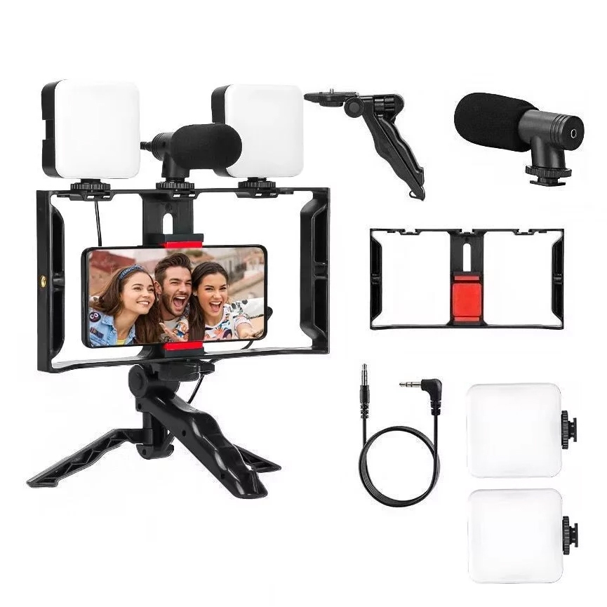 Kit Estabilizador Video Making Suporte De Gaiola De Coelho Com Tripés Móvel Para Celular E Câmera