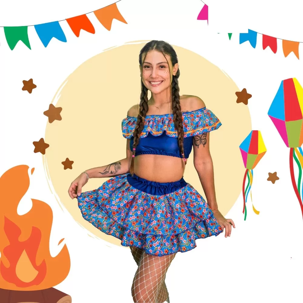 Conjunto cigana adulto quadrilha caipira festa junina sao joao ciganinha 15