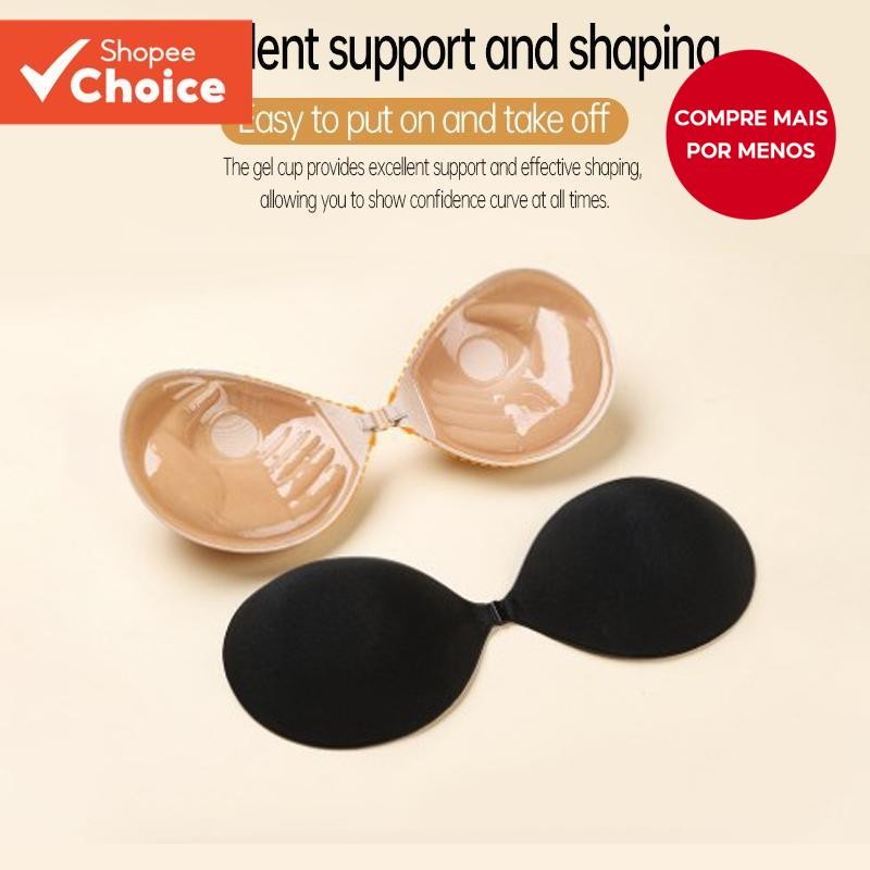 Sutiã Invisível De Silicone Com Fita De Mamilo Sem Alças Feminino Autoadesivo Em Push Up