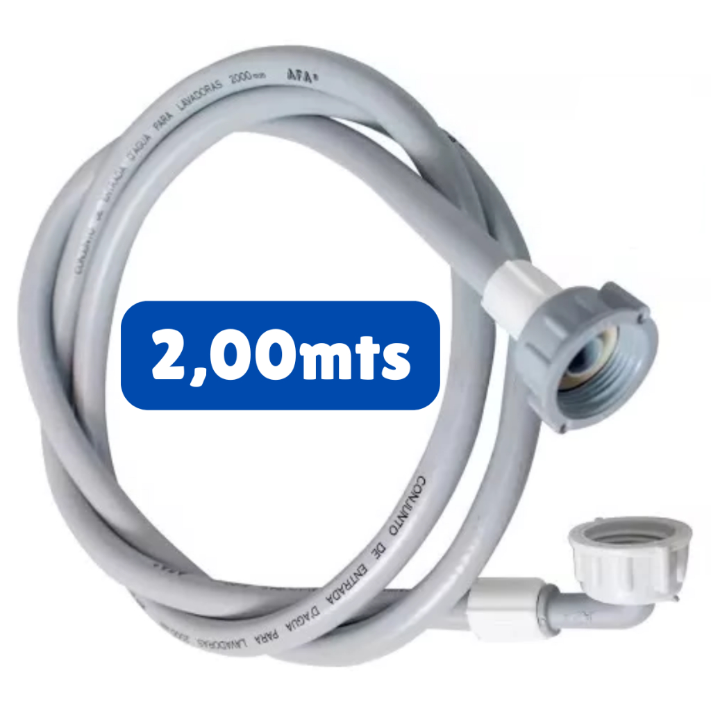 Mangueira Para Máquina De Lavar 2,00mts Entrada Universal Água Lavadora + Adaptador 1/2 Polegada