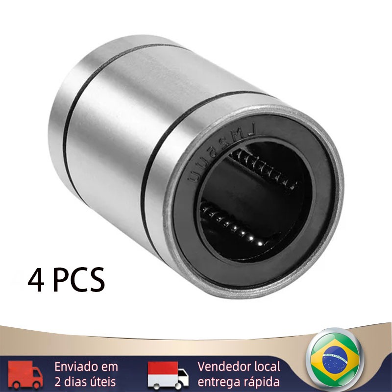 [BR Envio Imediato] Kit 4 X Rolamento Linear Lm25uu Para Eixo De 25mm