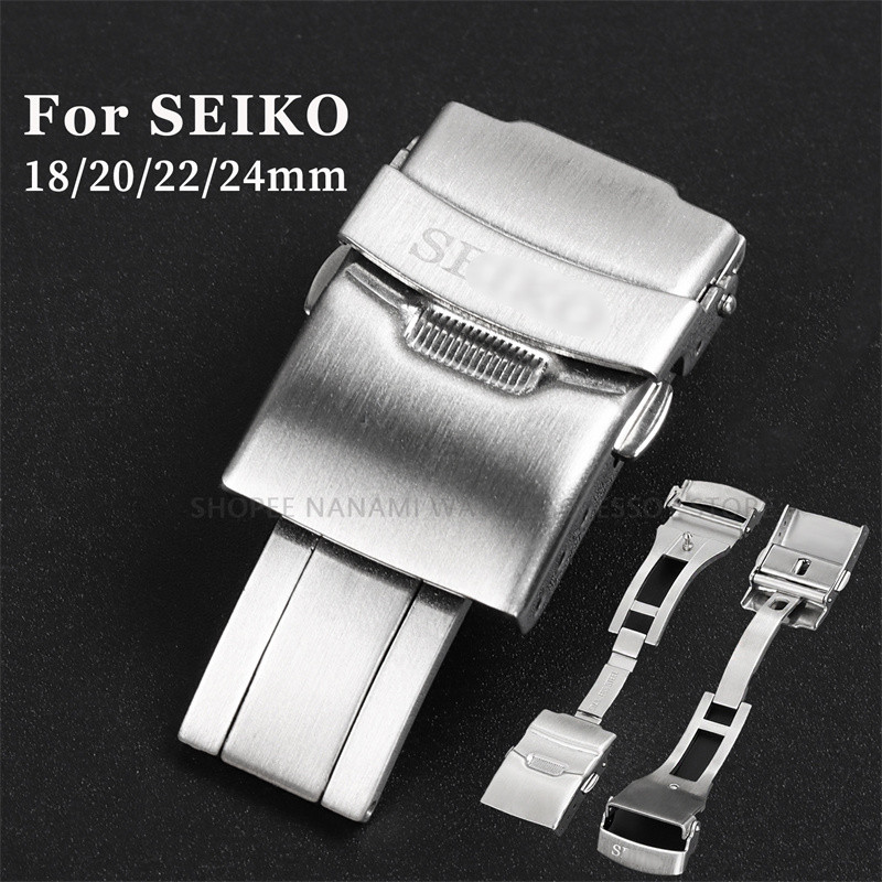 Fivela De Relógio De Aço Inoxidável 304 Sólido Para Seiko Diving Fecho Dobrável 18mm 20mm 22mm 24mm