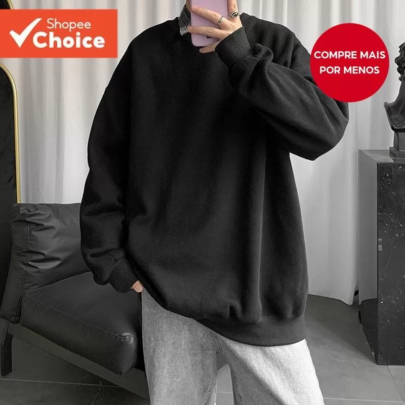 Moletons Soltos De Cor Sólida Da Moda | Roupas Esportivas Casuais Masculinas  Moletom Streetwear Em