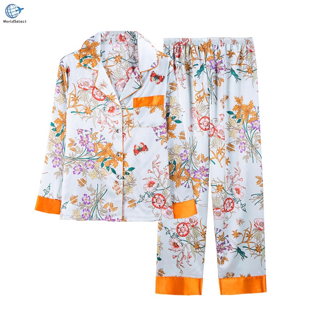 Conjunto De Roupão Fino De Verão , Pijama De Manga Comprida De Seda Gelada , Calças De Longas , Serv