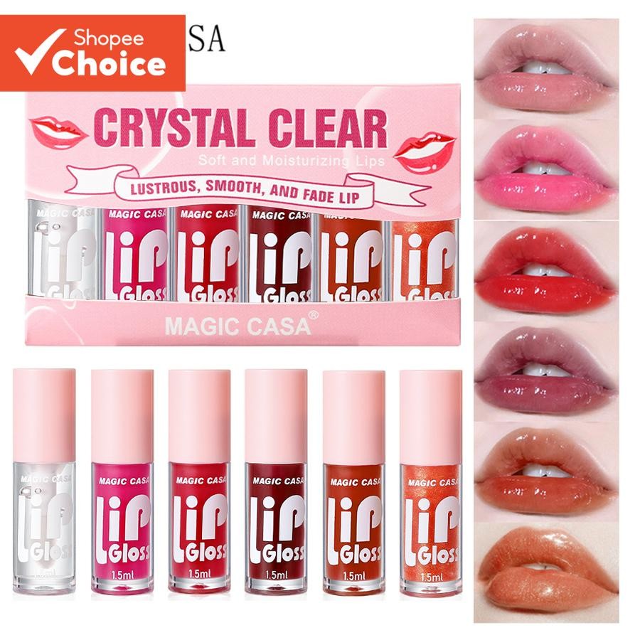 Kit Óleo para Lábios, Gloss Hidratante, 6 Peças, Hidratação e Brilho Natural
