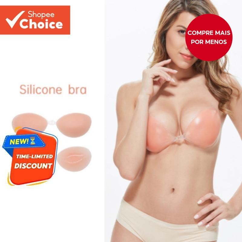 Sutiã Push Up De Silicone Autoadesivo Invisível Feminino Sem Alças Capa De Mamilo Nude