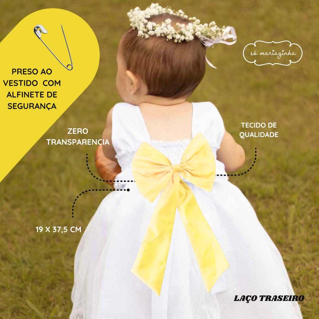 Laço AMARELO CLARO Para Vestido Decoração Acessório De Vestido De Festa Em Tafeta tamanho unico REF4