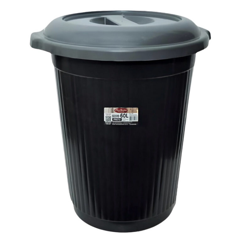 Cesto Organizador Lixeira com Tampa 60 Litros R