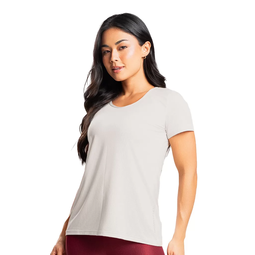 Blusa Feminina Dry Com Manga Branca Massam Fitness