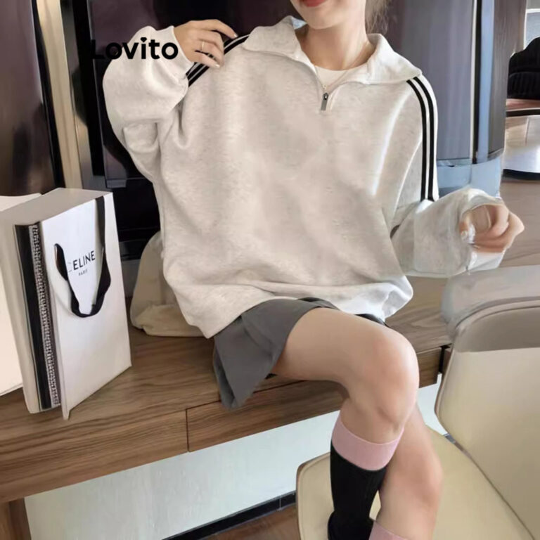 Lovito Moletom Formal Liso Colorblock Para Mulhere