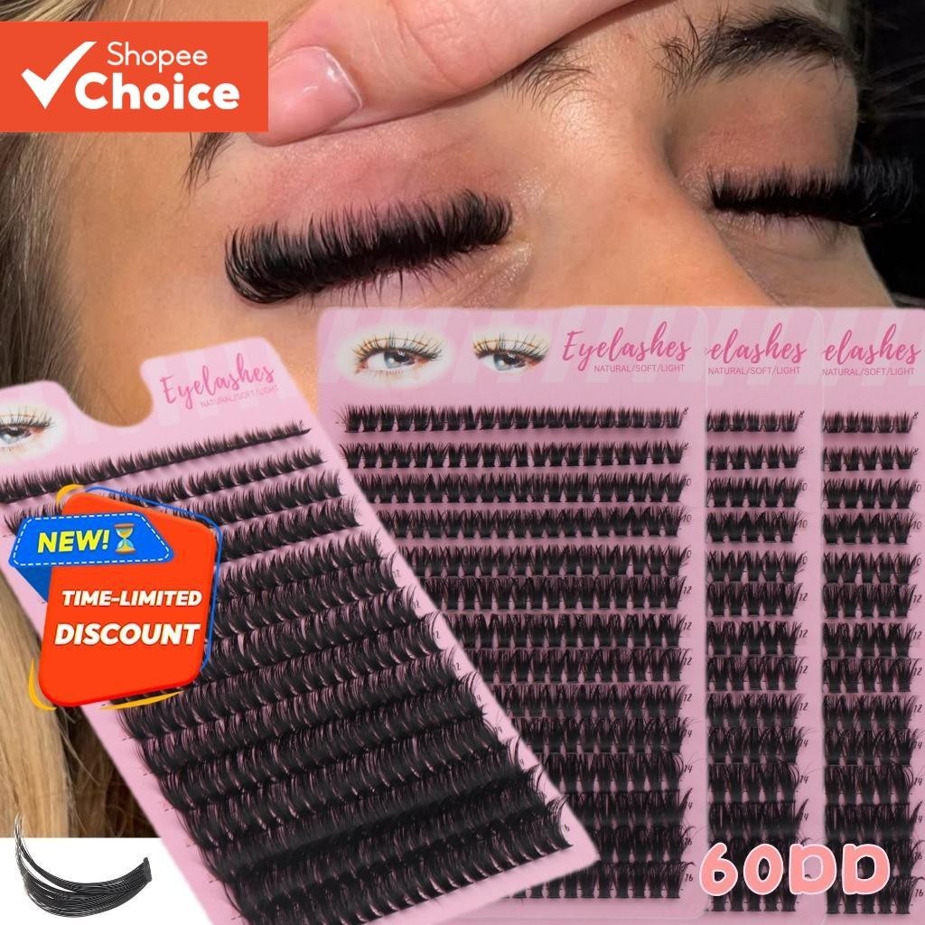 Luxo Falso Eyelas hes 280 Clusters 60d Enrolado 3D Natural Fofo 0-07Mm 8-16Mm Maquiagem Híbrida Para