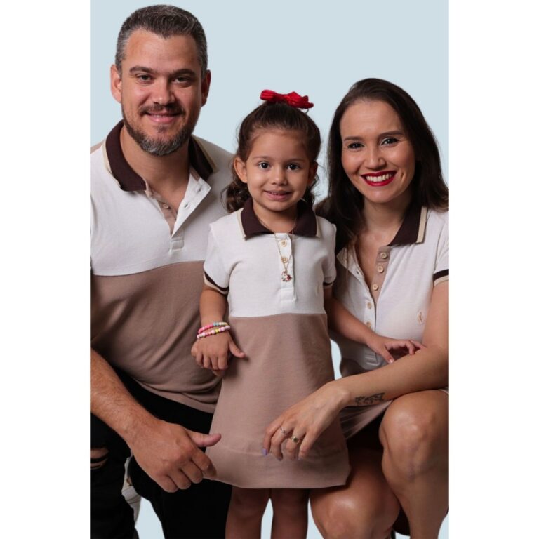 Kit familia polos 3 peças off white luxo