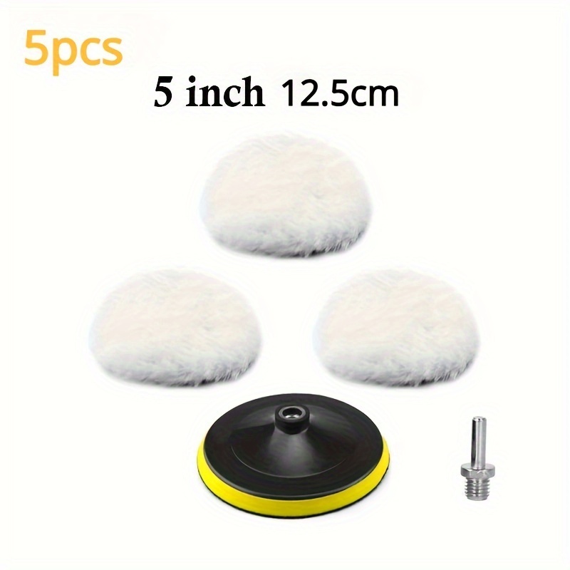Kit Boina Lã Polimento Automotivo 125mm 5 Polegadas Com Suporte Velcro Para Politriz Furadeira e Par