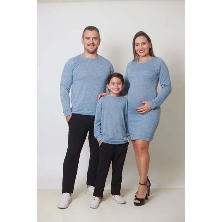 Kit familia sueter azul claro