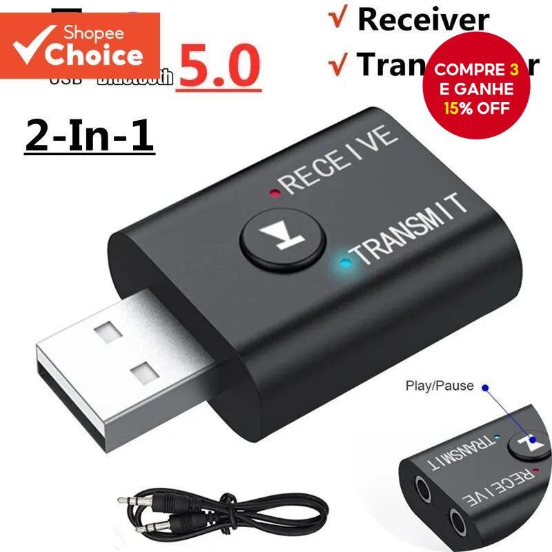 Receptor Transmissor Bluetooth 5.0 AUX 3,5mm RCA USB Dongle Estéreo Sem Fio para TV e Carro