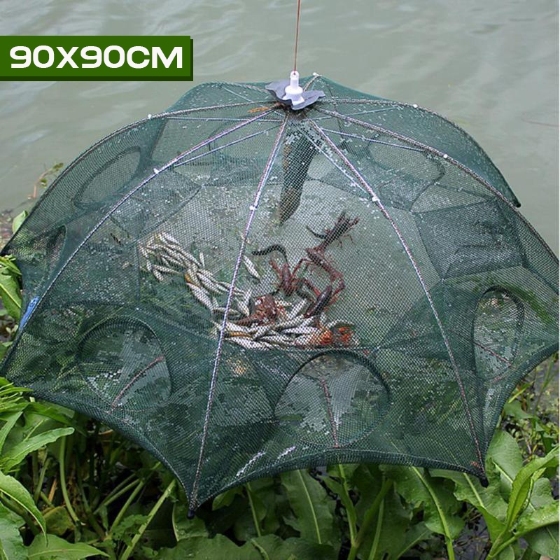Armadilha Covo Peixe Isca Viva Lambaris Camarões 90x90cm/ peixes com 8 entradas Rede Retrátil