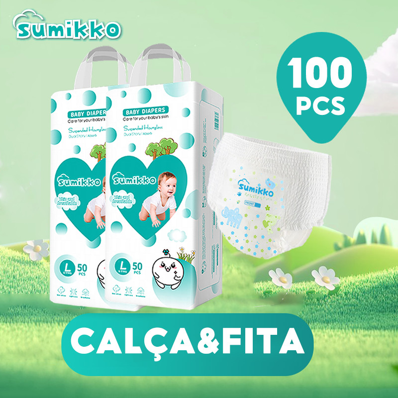 SUMIKKO Calça Fraldas 50 e 100 unidade Baby Ajustável total max P/M/G/XG/XXG/XXXG