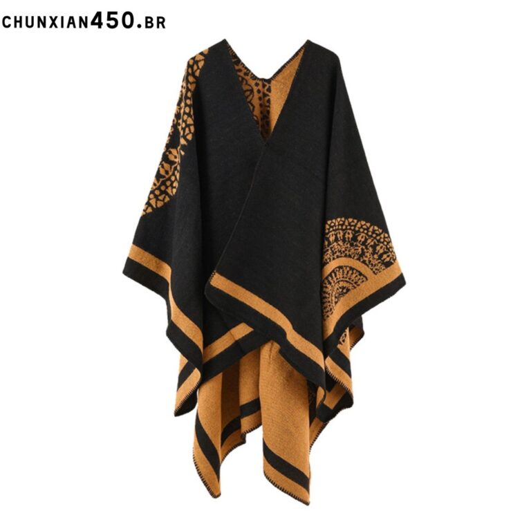 Casaco Poncho Estilo Étnico Retrô Tamanho Único
