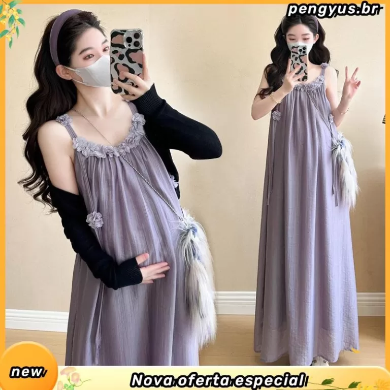 Vestido de Maternidade Verão Tendência Mãe Nova