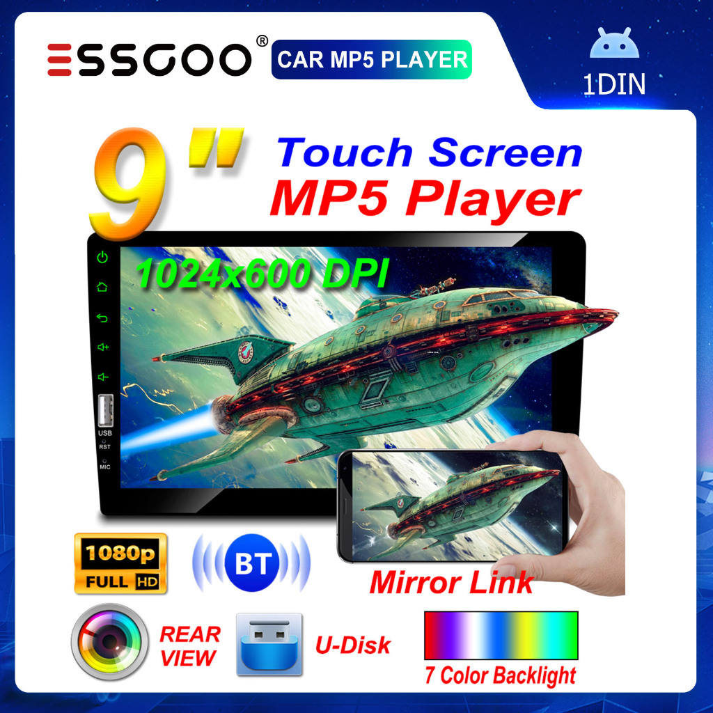 ESSGOO 9 Polegada 1 DIN Carro MP5 Rádio Estéreo Do Bluetooth Player Espelho link Receptor FM Reprodu