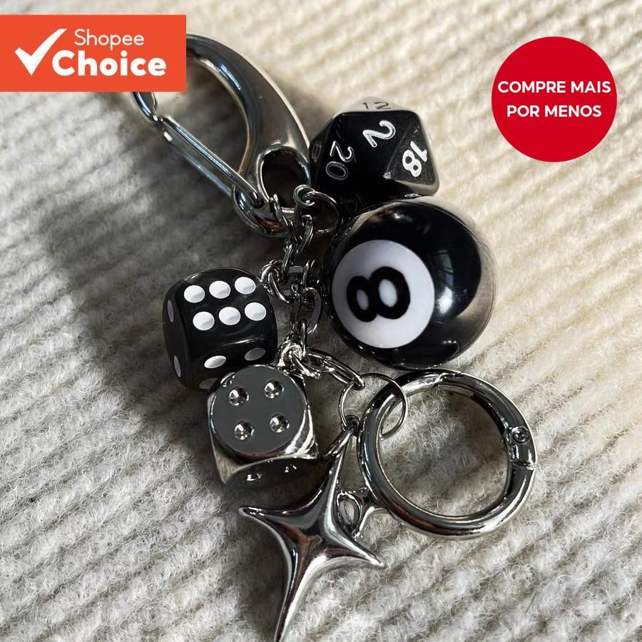 Chaveiro De Dados Góticos-Pingente De Obsidiana Feito À Mão Para Bolsas E Chaves-Acessório De Metal