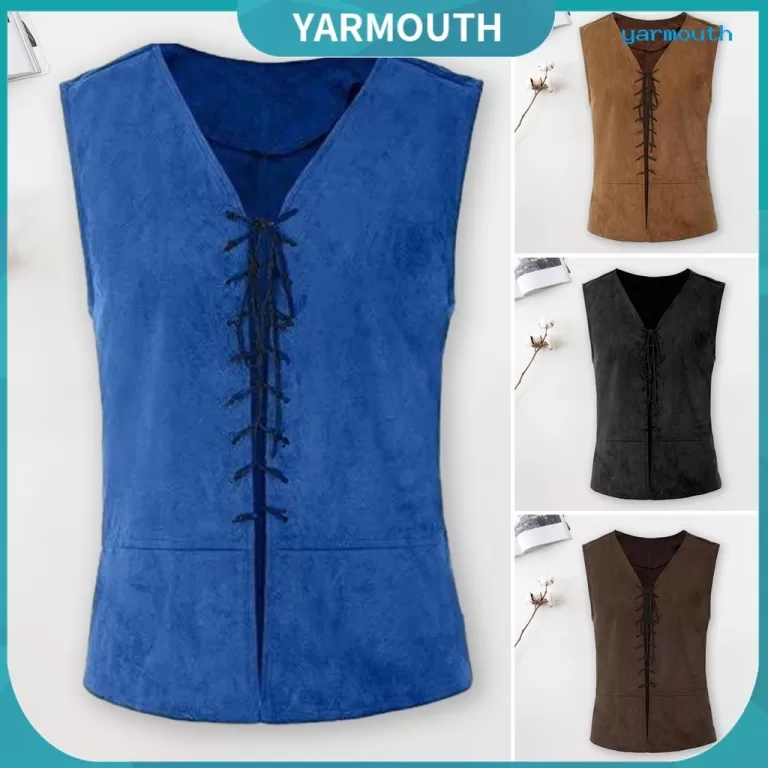 YYR-Men Colete Pirata Vintage Medieval V Pescoço 