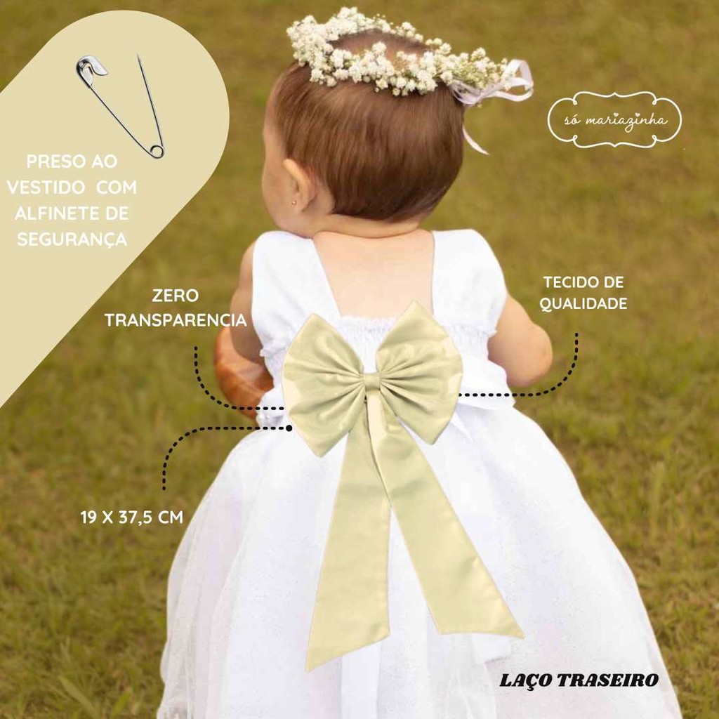 Laço OFF WHITE Para Vestido Decoração Acessório De Vestido De Festa Em Tafeta tamanho unico REF4205