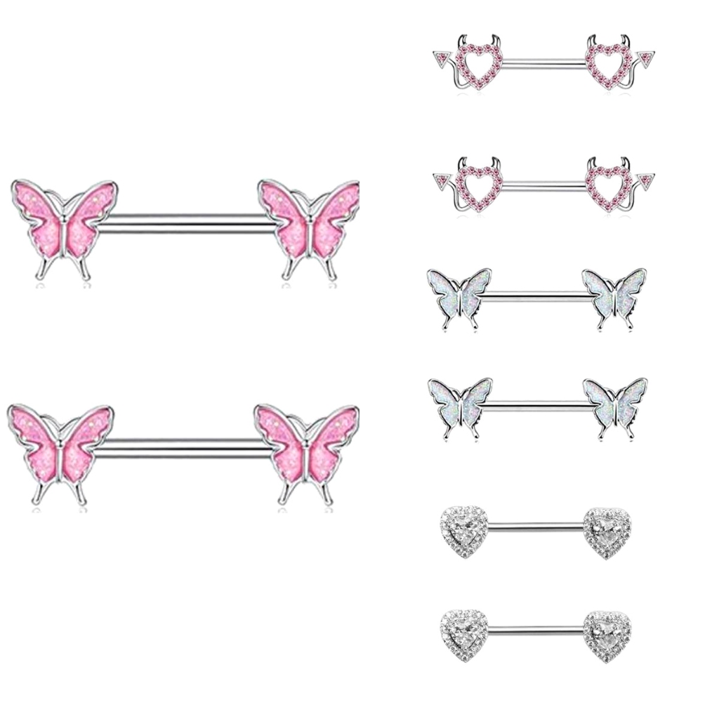 Anel De Aço Inoxidável Zircônio Rosa Amor Lua Prego De Peito Jóias De Perfuração Human