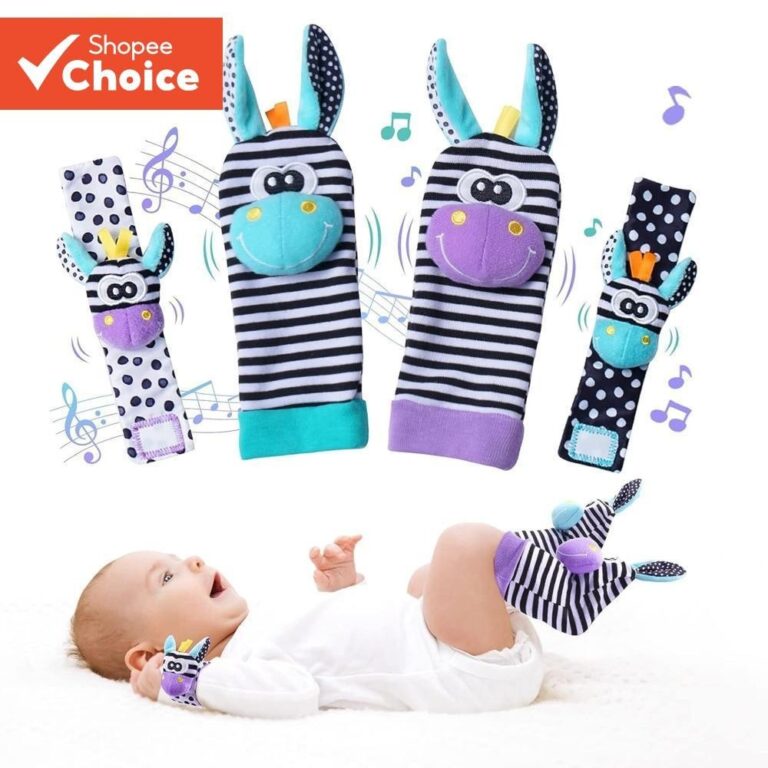 4PCS/Set Rattle Socks Toys Infant 0-12 Meses Apren