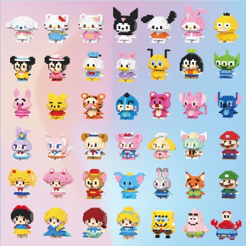 Brinquedo Blocos de Montar Infantil Brinquedo Educativo Animais De Brinquedo Anime Mini Brinquedos