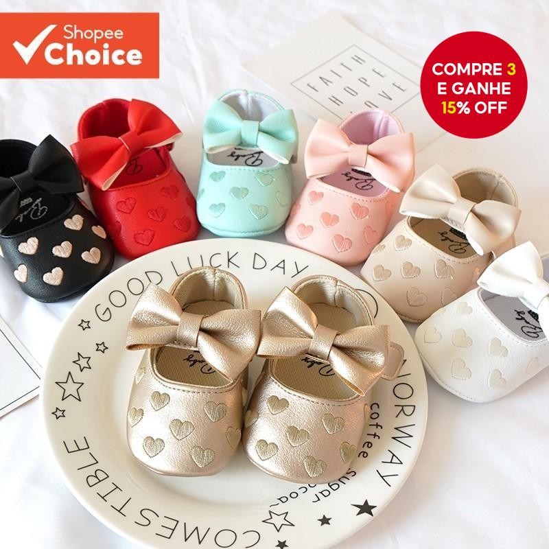 Primeiros Caminhantes Para Bebês Meninas  Tênis Com Sola Macia E Laço , Antiderrapante Crianças De 0