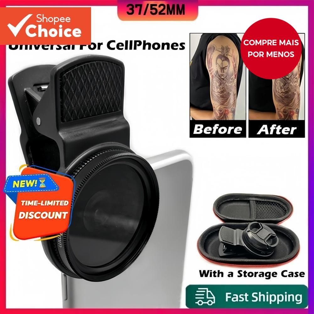 Lente CPL 37MM52MM Tatuagem Universal Circular Portátil Celular Câmera Polarizador Len Filtro