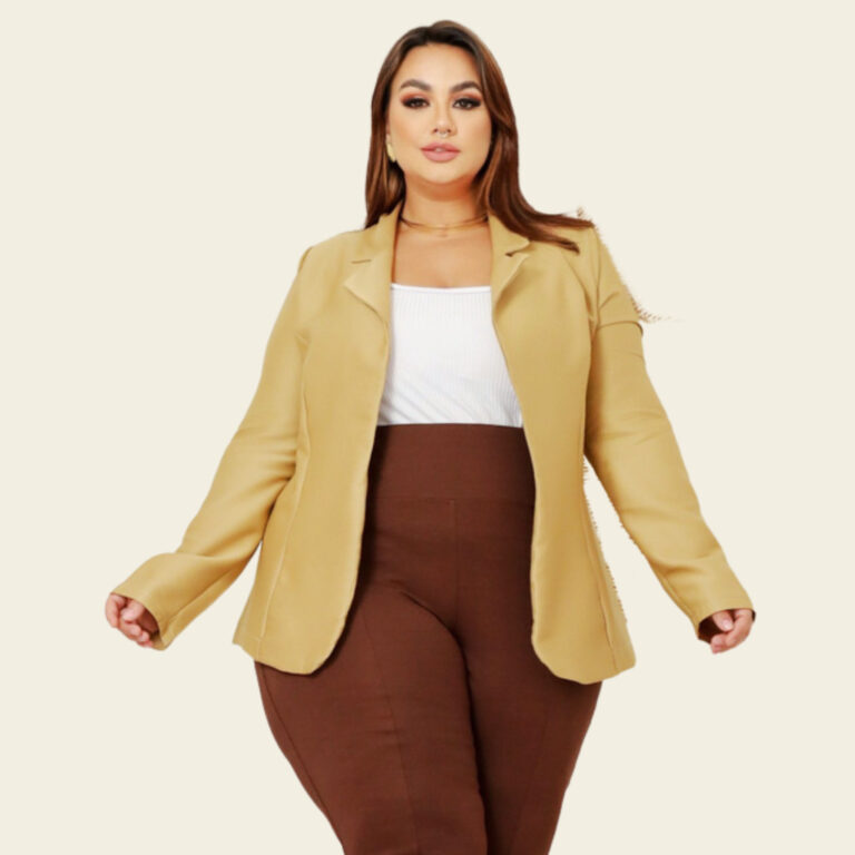 Blazer Plus Size Alfaiataria Feminino Blusa de Fri