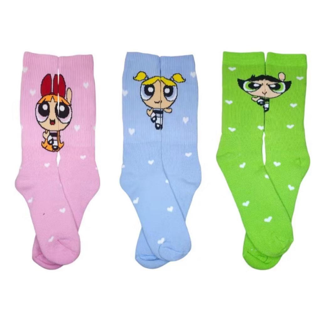 Kit 3 PARES DE MEIAS INFANTIL DIVERTIDAS AS MENINAS SUPER PODEROSAS – LINDINHA/DOCINHO/FLORZINHA  CO