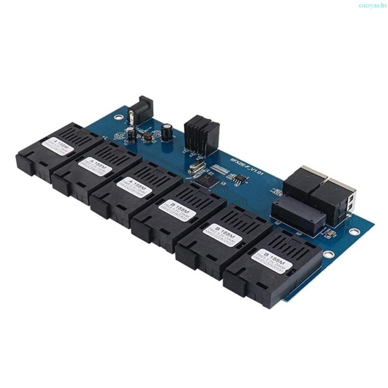 Cucrya 100M Transceptor Fibra Óptica 2 RJ45 A 6SC 20KM Conversores Placa PCBA