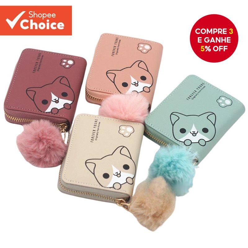 Nova Carteira Feminina Curta Fina Titular Do Cartão Com Zíper Moeda Bolso Verão Padrão