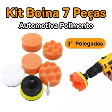 7 Peças Kit Boina Polimento Automotivo Espuma e L