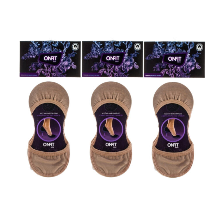 KIT MEIAS ONFIT MINI 3 PARES ALGODÃO NUDE BEGE TA