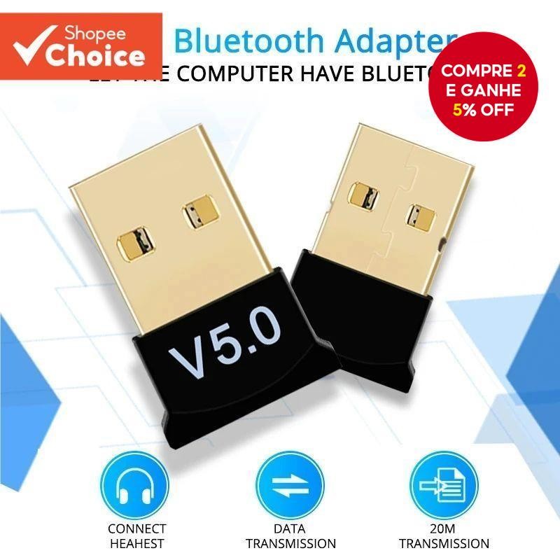Receptor Bluetooth BT5.0 Adaptador USB Conversor De Áudio Para Computador Desktop Driver Grátis