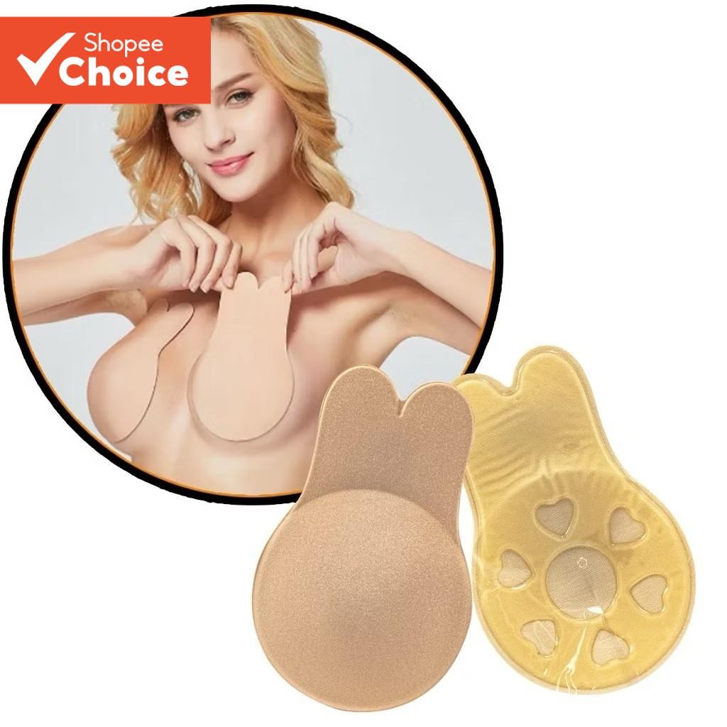 Sutiã Adesivo De Silicone Reutilizável  Push-Up Invisível Para Mulheres (Bege , Sem Alças)