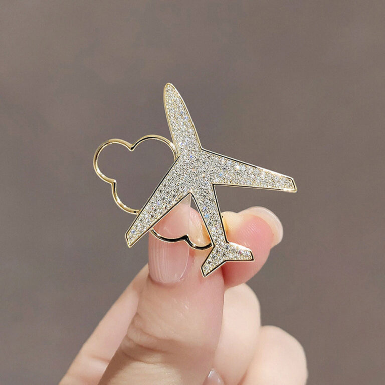 Broche de avião com diamantes roupas fixas de alt