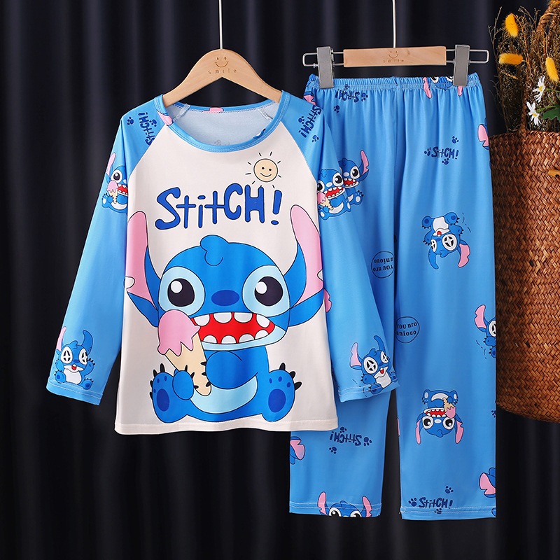 Pijama infantil Meninos Meninas Autumn Fashion Cartoon Thin Style Homewear /3-14 anos Conjunto infan