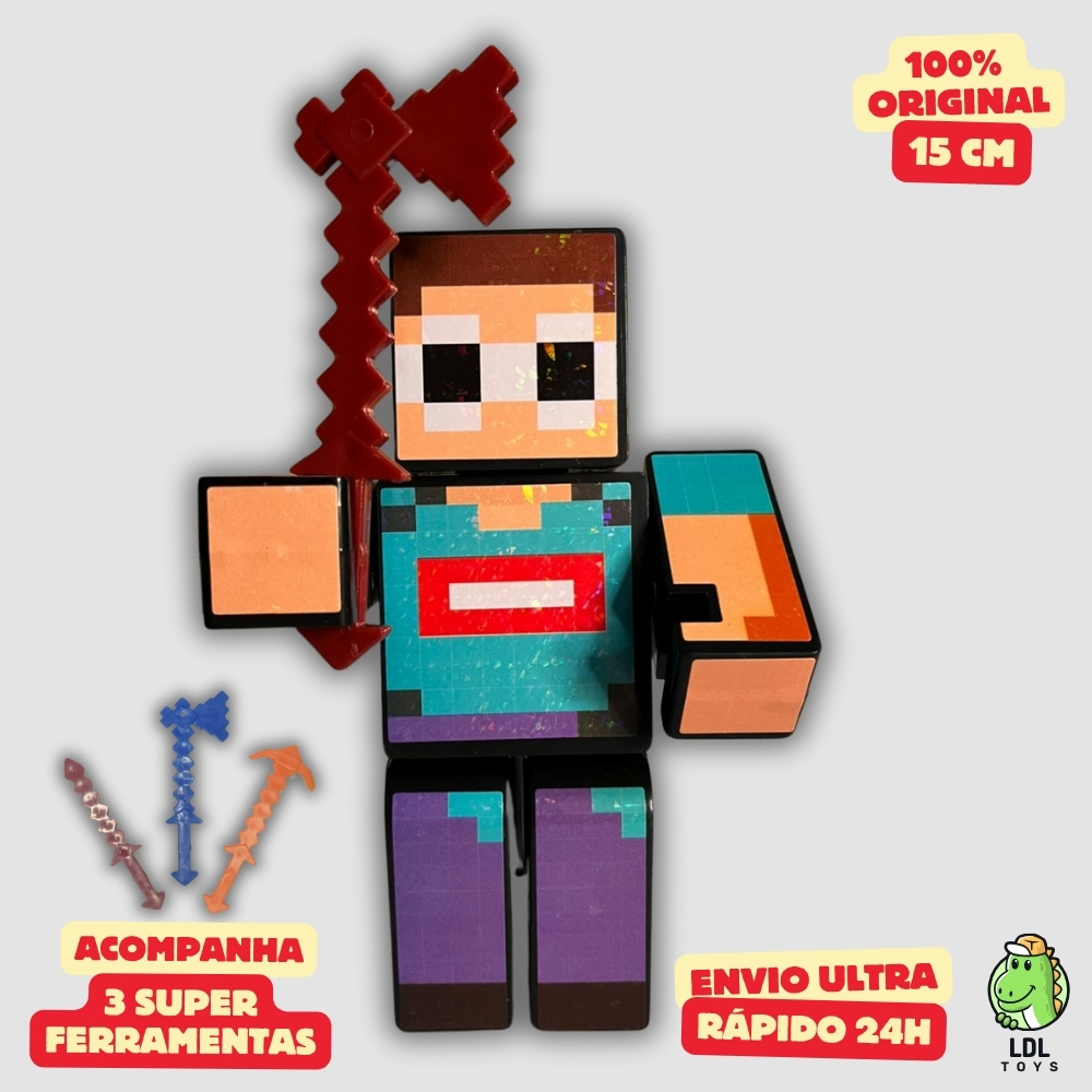 Boneco George Streamers 15cm Articulado Acompanha 3 Ferramentas Youtuber Algazarra