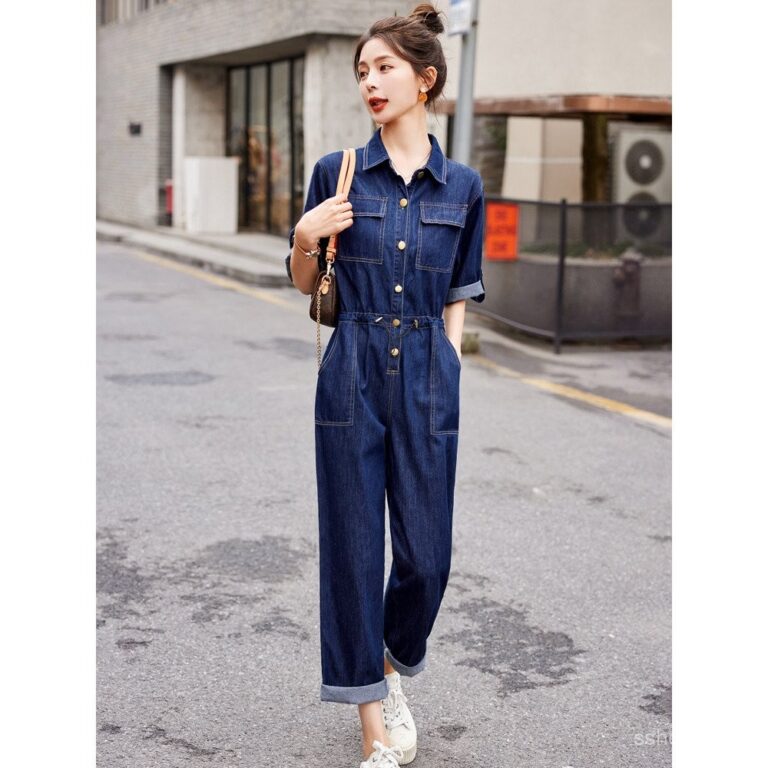 Macacão de Trabalho em Denim para Mulheres 2025 V