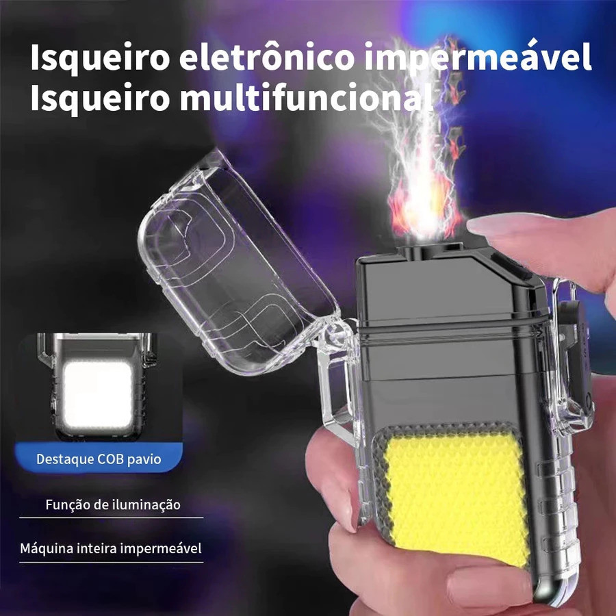 Isqueiro Elétrico LED Recarregável USB Design Ergonomico e Leve TUDO AQUI