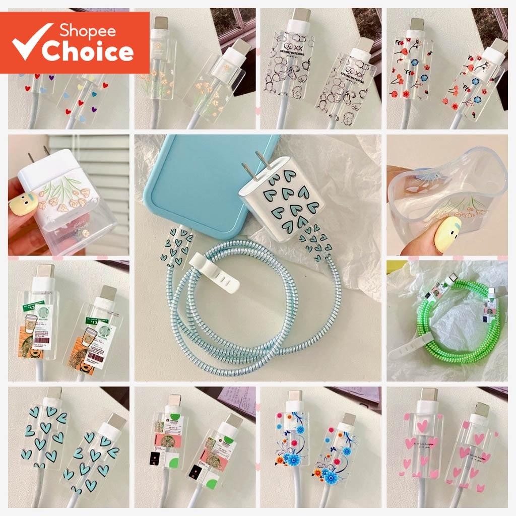 Invólucro Para Cabo De Conector Do Carregador Linha de Molas Protetor de Bobinas Organizar Flores Co