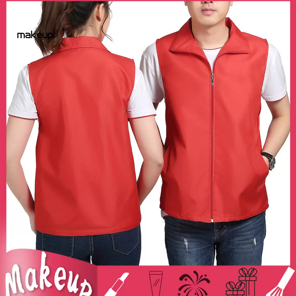 [Mk] Lapela Sem Mangas Bolsos Com Zíper Carcela Forro De Malha Colete Ao Ar Livre Voluntário Cor Bri